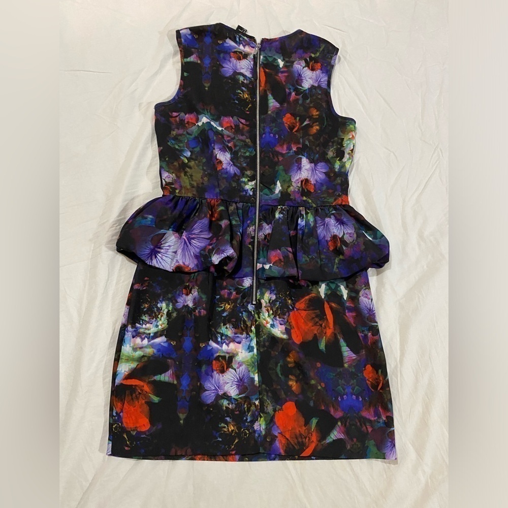H&M Floral Sleeveless Peplum Dress US 8  Summer Autumn Spring Casual Mini Dress - Picture 5 of 7